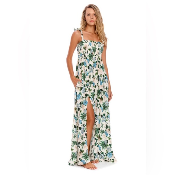 New! Agua Bendita Leandra Aine Smocked Maxi Dress Floral 1704 - Picture 2 of 13